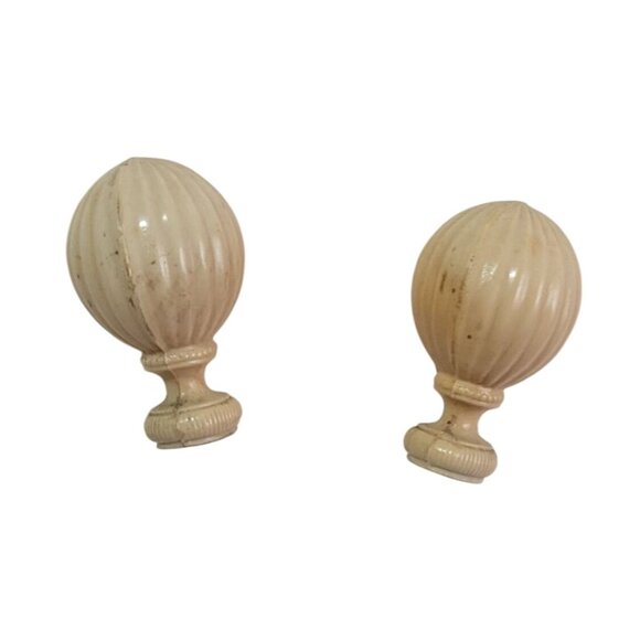 Vintage 1950s Ribbed Celluloid  Plastic Lamp Finials Set Of 2 Beige 2" - Picture 6 of 7